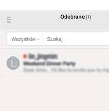 Kontakty i e-mail Zmień konto lub folder Amy@huawei.com Szukaj Napisz e-mail Zmień ustawienia e-mail Po dodaniu konta e-mail dotknij pozycji Odebrane, aby dodać kolejne konta.