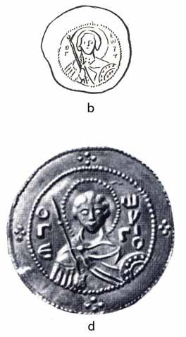 Siegel der russischen Fürsten und Silberlinge von Jaroslaw dem Weisen: Russische Siegel: a b) Siegel von Rostislaw Wladimirowitsch oder Mstislaw II. von Kiev (Isjaslaw) (vgl. V. L. Ânin 1970a, S.