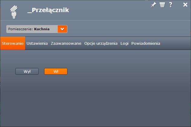 Po przesunięciu kursora myszy na pasek nazwy urządzenia pojawi się ikona konfiguracji Klikając na tę ikonę otworzy się okno