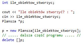 Zmienne automatyczne i dynamiczne Zaleta zmiennych dynamicznych mogą być tworzone w dowolnym momencie