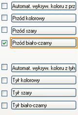 Przykład 2: Skanowanie dwustronnego, kolorowego dokumentu, jedna strona czarno-biała,