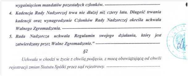 13.2.2.1. NIEZAREJESTROWANE ZMIANY STATUTU WYNIKAJĄCE Z UCHWAŁY EMISYJNEJ Wyciąg z Uchwały nr 9