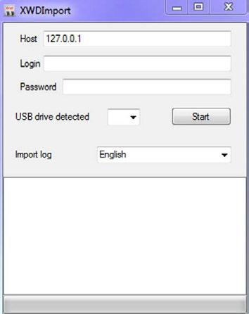 Zapis danych spawania w pamięci przenośnej USB 5.16.3 Import danych spawania z pamięci przenośnej USB do systemu Xnet Uruchom program XWDImport.exe. - Otwiera się ekran początkowy programu. Rys.