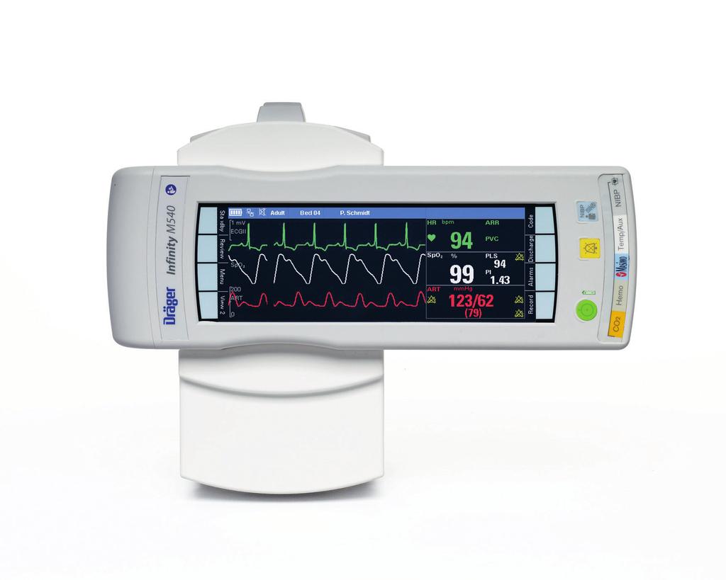 Infinity M540 Monitorowanie pacjentów Usprawnij przepływ pracy dzięki monitorowi, który zmienia się w transportowy po naciśnięciu jednego przycisku.