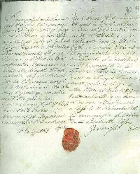Zaświadczenie z dnia 15 listopada 1806 r.