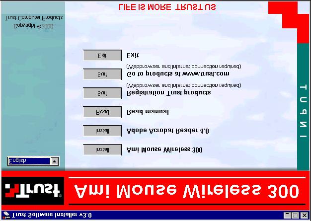 Wybierz Install Ami Mouse Wireless 300. 6. Zastosuj się do instrukcji podanych na ekranie. 7. Po zakończeniu instalacji oprogramowania uruchom ponownie komputer. 8.