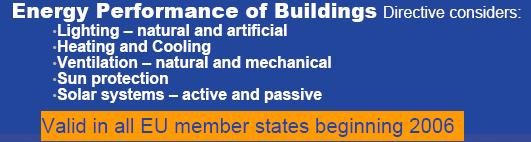 Dyrektywa 2002/91/EC EPBD (1) Directive 2002/91/EC of the European Parliament and of the Council on the energy performance of buildings (o właściwościach energetycznych budynków lub o charakterystyce