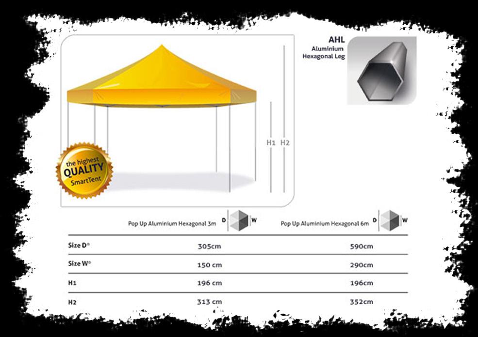 PopUp Aluminium Hexagonal Tent (AHL) Może być dodane wyposażenie: Markiza do namiotu expresowego PopUp (AHL)