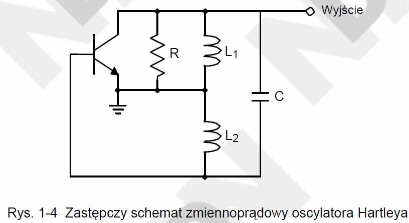 Generator Hartleya Zastępczy schemat zmiennoprądowy oscylatora Hartleya pokazany na rysunku -4 jest podobny do przedstawionego wcześniej układu Colpittsa.