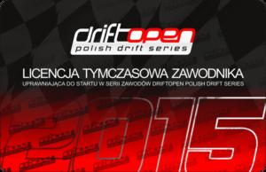 2. Tymczasowa Licencja Zawodnika - tymczasowa licencja przyznawana automatycznie wszystkim zawodnikom, którzy dokonali pełnej rejestracji udziału w rundzie serii Drift Open, a którzy na dzień