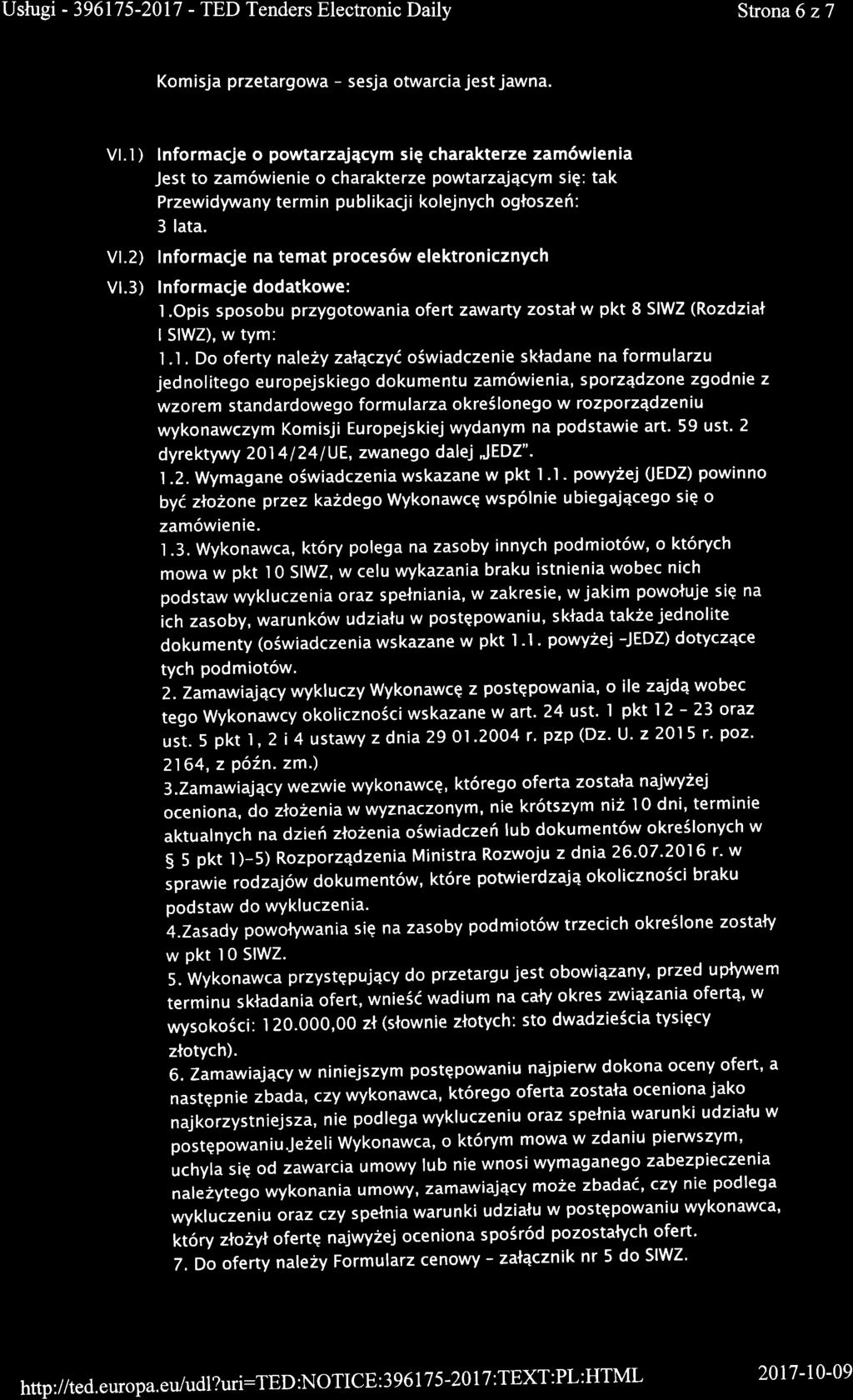 Strona6 z7 Komisja przetargowa - sesja otwarcia jest jawna. Vl.