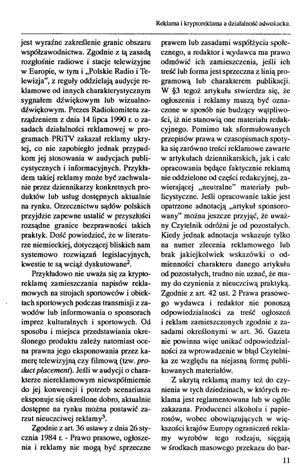 Reklama i kryptoreklama a działalność adwokacka. jest wyraźne zakreślenie granic obszaru współzawodnictwa.