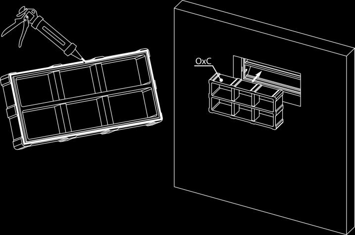 Install OxC transition (from outside) with OXeN and seal connection with lowexpansion foam
