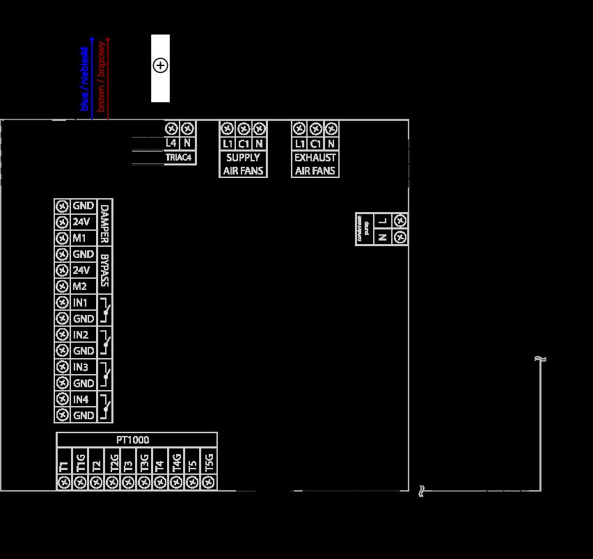 4. Control system Automatyka Single unit connection. T-box should to be mounted at about 1.5m above the floor in a well-ventilated place. Do not mount near heat sources, lights, windows and doors.