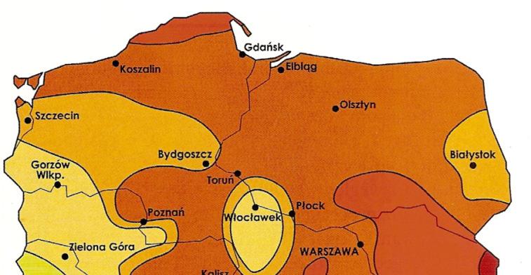 Potencjał energetyki słonecznej w Polsce Średnioroczne sumy nasłonecznienia, godz./rok dla reprezentatywnych rejonów Polski.