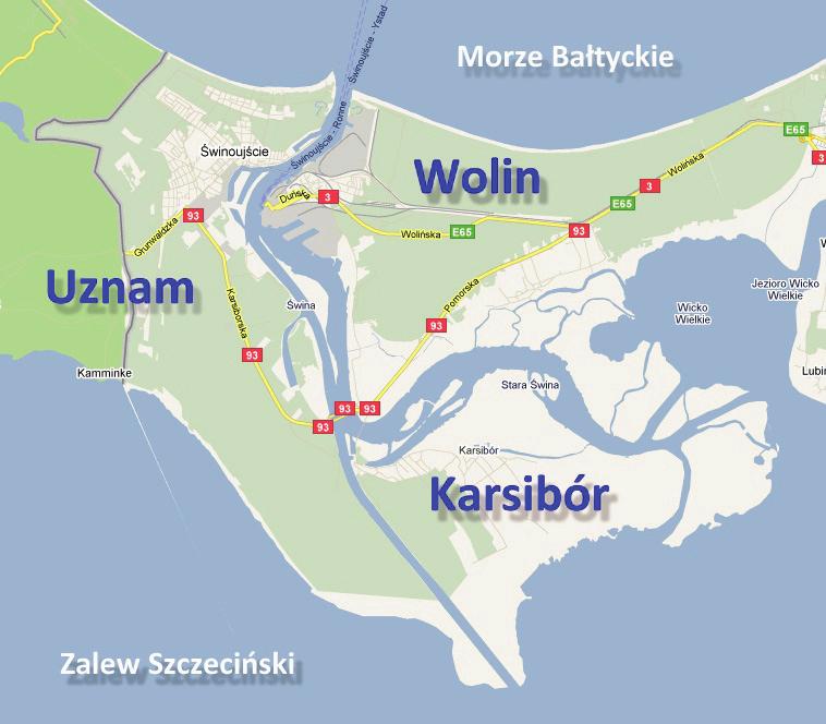 Rys. nr 3. Wyspiarski charakter miasta, obecność dwóch typów akwenów, rozdzielenie przestrzenne głównych funkcji. Rys. nr 4. Świnoujście, widok od strony Zatoki Pomorskiej.