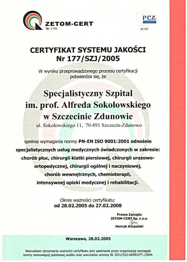 W lutym 2005 roku szpital