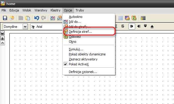 Opcje -> Definicja stref Rys. 52.