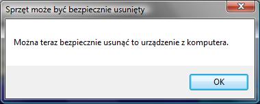 Zamontuj MP850 przykład: mount a t msdos /dev/sda1/mnt/mp850 NIGDY nie używaj systemu Windows do formatowania MP850 Odłączanie od komputera Zanim odłączysz urządzenie od komputera, upewnij