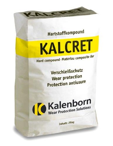 KALCRET komponent twardych materiałów Masa do wylewania, nanoszenia i natryskiwania jako ochrona trudnościeralna do elementów urządzeń i rur KALCRET, komponent twardych minerałów należy do grupy