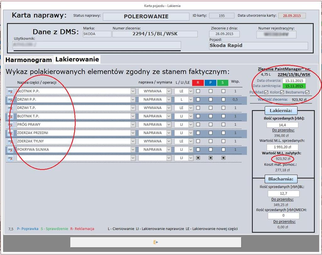 loginem i hasłem), powoduje jego zmianę oraz przepisanie wartości mat. Lak.