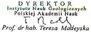 INSTYTUT NAUK GEOLOGICZNYCH POLSKIEJ AKADEMII NAUK INSTITUTE OF GEOLOGICAL SCIEINCES POLISH ACADEMY OF SCIEINCES tel. (+48 22) 697-87-00, fax (+48 22) 620-62-23, e-mail: ingpan twarda.pan.pt, www.ing.pan.pl Warszawa, 17.