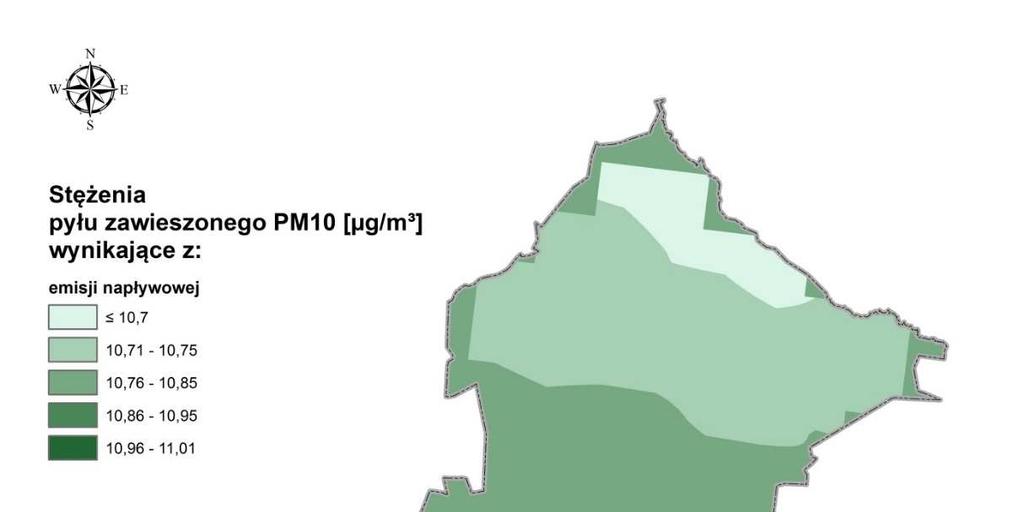 Rysunek 7 Rozkład stężeń pyłu zawieszonego PM10 o okresie uśredniania wyników