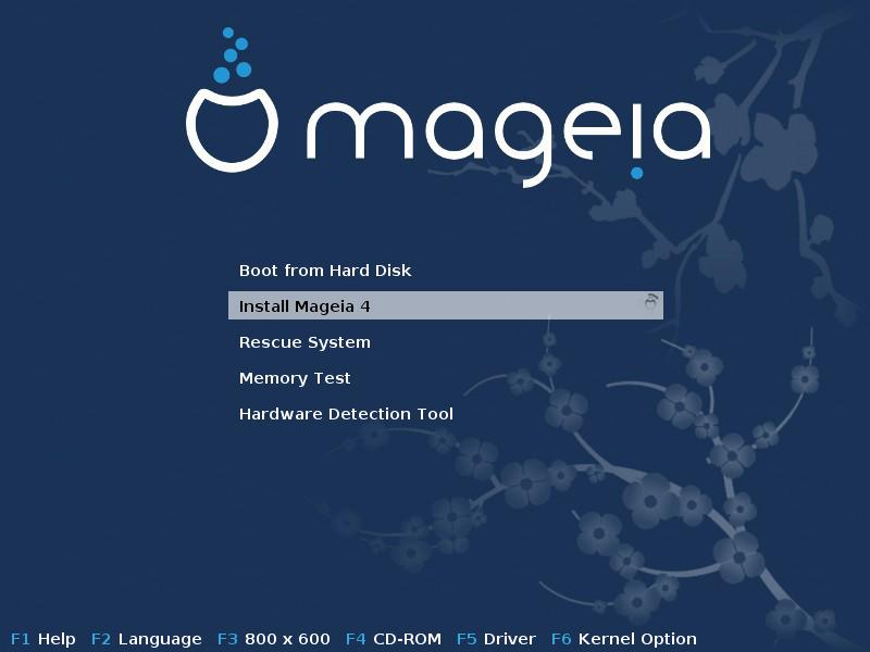 Here are the default welcome screens when using a Mageia DVD, The first one with a legacy system and the second one with an UEFI system: Rysunek 1.