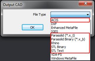 : Co nowego Wyjście CAD Bryły Opcja wyboru widoczności Następujące formaty wejściowe zostały zaktualizowane: ACIS. Parasolid (*.x_t). Parasolid Binary (*.x_b). Rhino. STL Binary. STL Text.