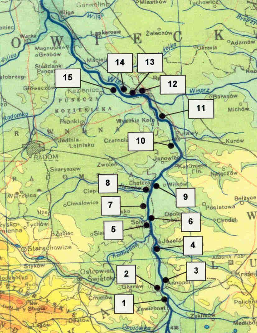 Poldery Proponowane w 1998 roku lokalizacje polderów na odcinku Wisły od ujścia Sanny do ujścia Pilicy: Powierzchnia 56,6 km 2 Pojemność 139 148 mln m 3 Pojemność ta stanowi ok.