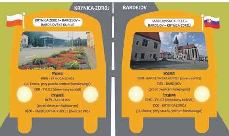 Z Krynicy wracać będzie o godzinie 16. Jednocześnie dla mieszkańców i zwiedzających z Krynicy będzie wyjeżdżać autobus do uzdrowiska Bardejovske Kupele o godzinie 10.