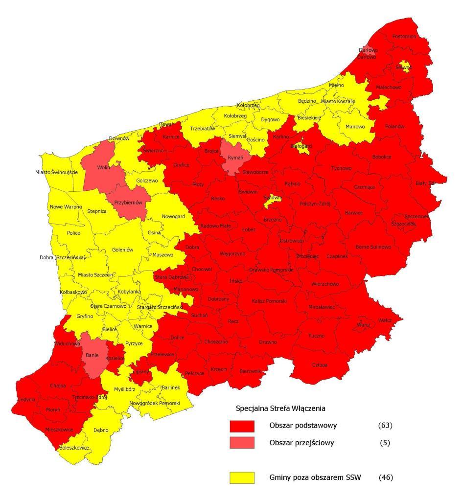 W ramach niniejszego konkursu uwzględniany jest obszar SSW obowiązujący w dniu ogłoszenia konkursu oraz nowe gminy dołączone do SSW w wyniku jej aktualizacji, jeżeli aktualizacja ta nastąpi w okresie