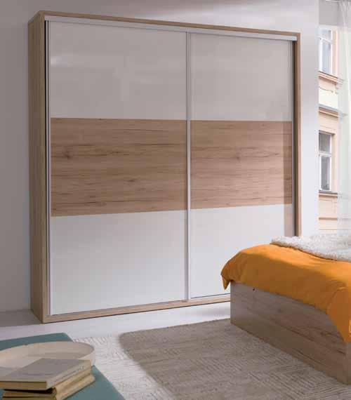 proste kształty tapicerowane wezgłowie łóżko z pojemnikiem 2 opcje kolorystyczne zobacz produkt: szafa SZF.W2DP, wym. 200 60 221, łóżko z wezgłowiem LOZ.P160, wym.