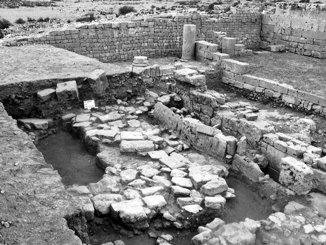 Aerial view of room r 25 with the geometric mosaic floor (M10) (Photo M. Bogacki).