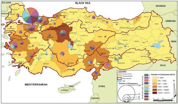Kadir Temurçin machinery, automotive sector, electric appliances and devices industry are in these provinces as well as 8.8% of the companies involved in other manufacturing industry sectors and 79.
