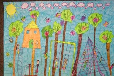 Mam wolne - techniką dowolną bardzo kolorowo dzieci ilustrowały sposoby i zajęcia w wolnym czasie.