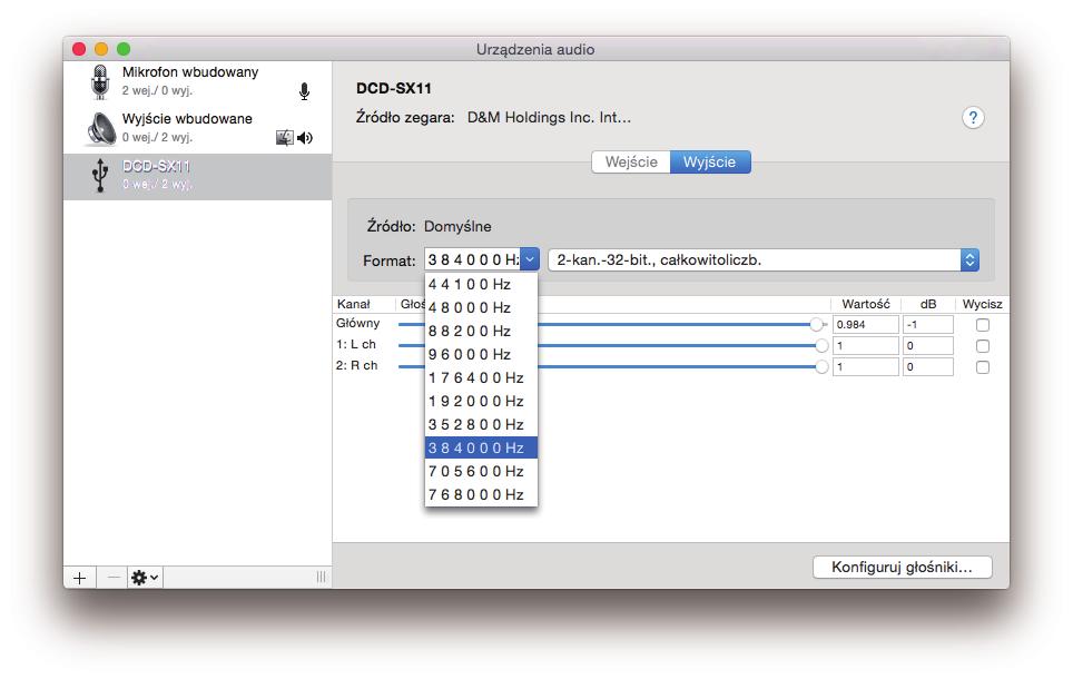 n Ustawienia urządzenia audio (tylko Mac OS X) A Wyłącz urządzenie, a następnie połącz urządzenie z Mac przy użyciu przewodu USB (sprzedawany oddzielnie).