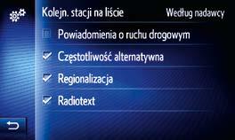 9.2. Opcje ustawień radia (61) l Naciśnij przycisk MEDIA. l Wybierz FM. Zostanie wyświetlony ekran z 6 zapisanymi ulubionymi rozgłośniami radiowymi. l Naciśnij przycisk ustawień.
