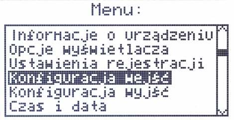 Przykładowy wygląd wyświetlacza Alfanumeryczny opis każdego z rejestrowanych kanałów ułatwia identyfikację a menu