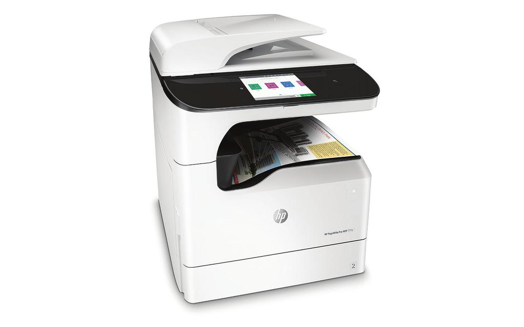 Dane techniczne Urządzenie wielofunkcyjne HP PageWide z Nowa era niedrogiego druku w kolorze, z wysoką wydajnością i mocnymi zabezpieczeniami Firmy działają szybko - urządzenia HP pozwolą dotrzymać