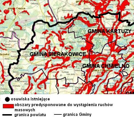 Green Key oraz wezbrania rzek. Na terenie Gminy Sierakowice występują obszary predysponowane do występowania ruchów masowych.