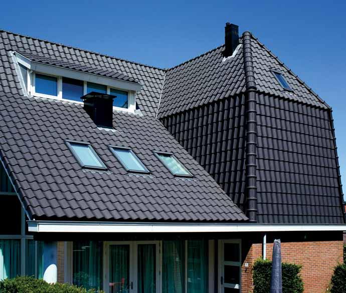 Rozwiązania dachowe Holenderka Madura Madura wyróżnia się klasycznym kształtem esówek. Sprawia on, że połać dachu zachowuje piękny wzór charakterystyczny dla dachówek tworzących w przekroju literę S.