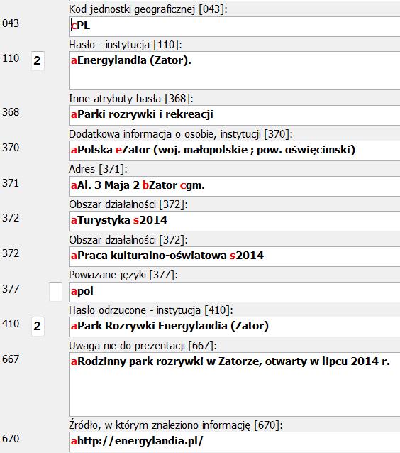 Hasła wzorcowe - przykłady ^f data urodzenia (NP) ^g data śmierci (NP) ^s data