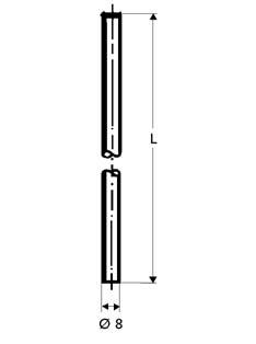 48 742 06 99 Rurka miedziana Ø 8 Obustronnie gładka Długość 300 mm, chrom, JW 30, ciężar: 0,04 kg/szt.