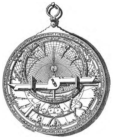 Astrolabium - wynaleziony w starożytności udoskonalany w średniowieczu - 3 części: rete, plate, mater - różne plate dla różnych