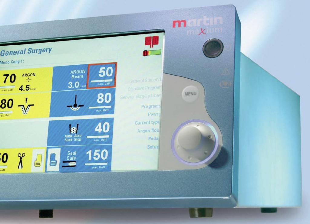 Maxium - nowy standard - najwyższa jakość w elektrochirurgii Celem konstruktorów i projektantów nowej diatermii Maxium było stworzenie aparatu spełniającego najbardziej wygórowane wymagania