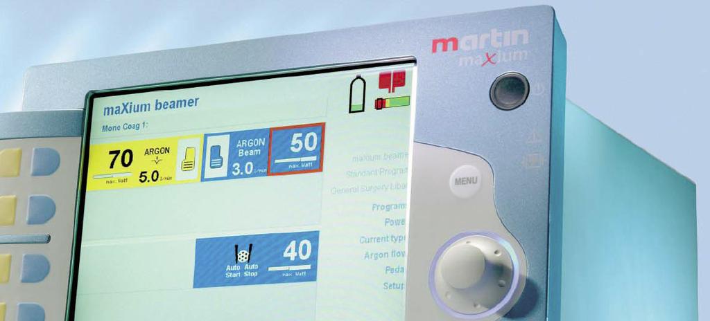 Wielofunkcyjny system: diatermia maxium + przystawka argonowa maxium Beamer + wózek maxium Cart Przystawka argonowa maxium Beamer - możliwość pełnej integracji z funkcji sterujących z wyświetlaczem