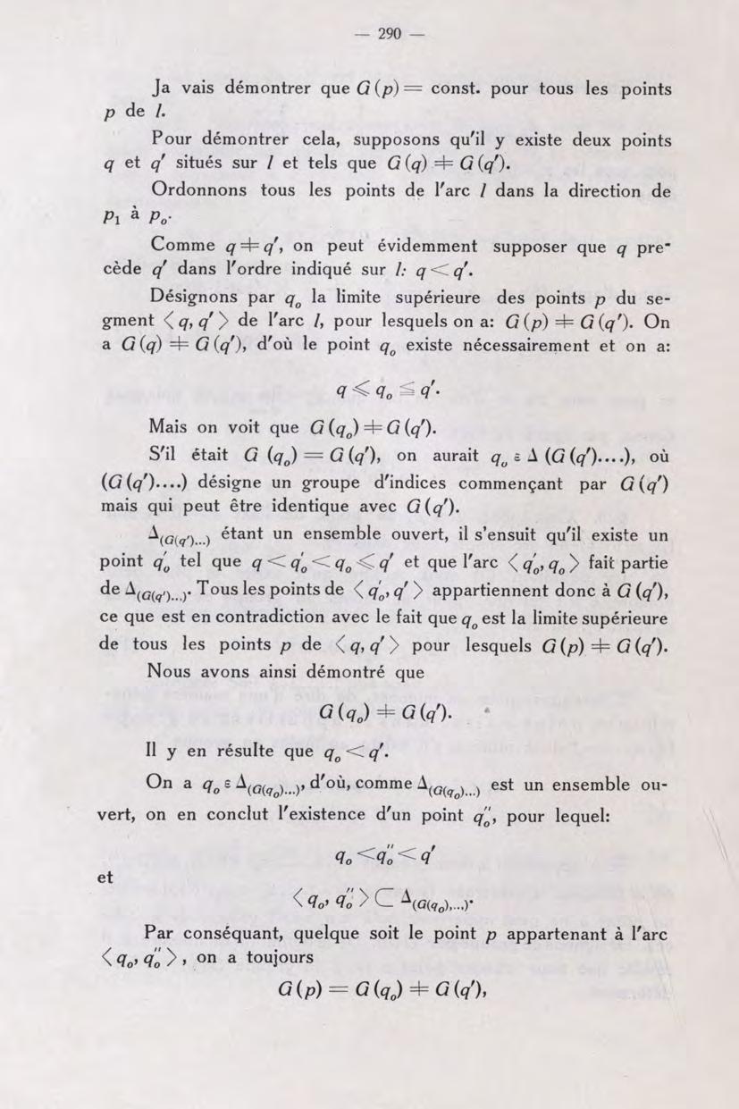 290 Ja vais démontrer que G {p) = const. pour tous les points p de /.