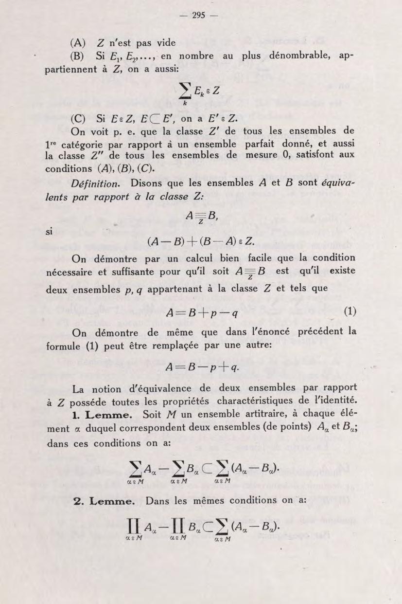 295 (A) Z n'est pas vide (B) Si fp "'i en