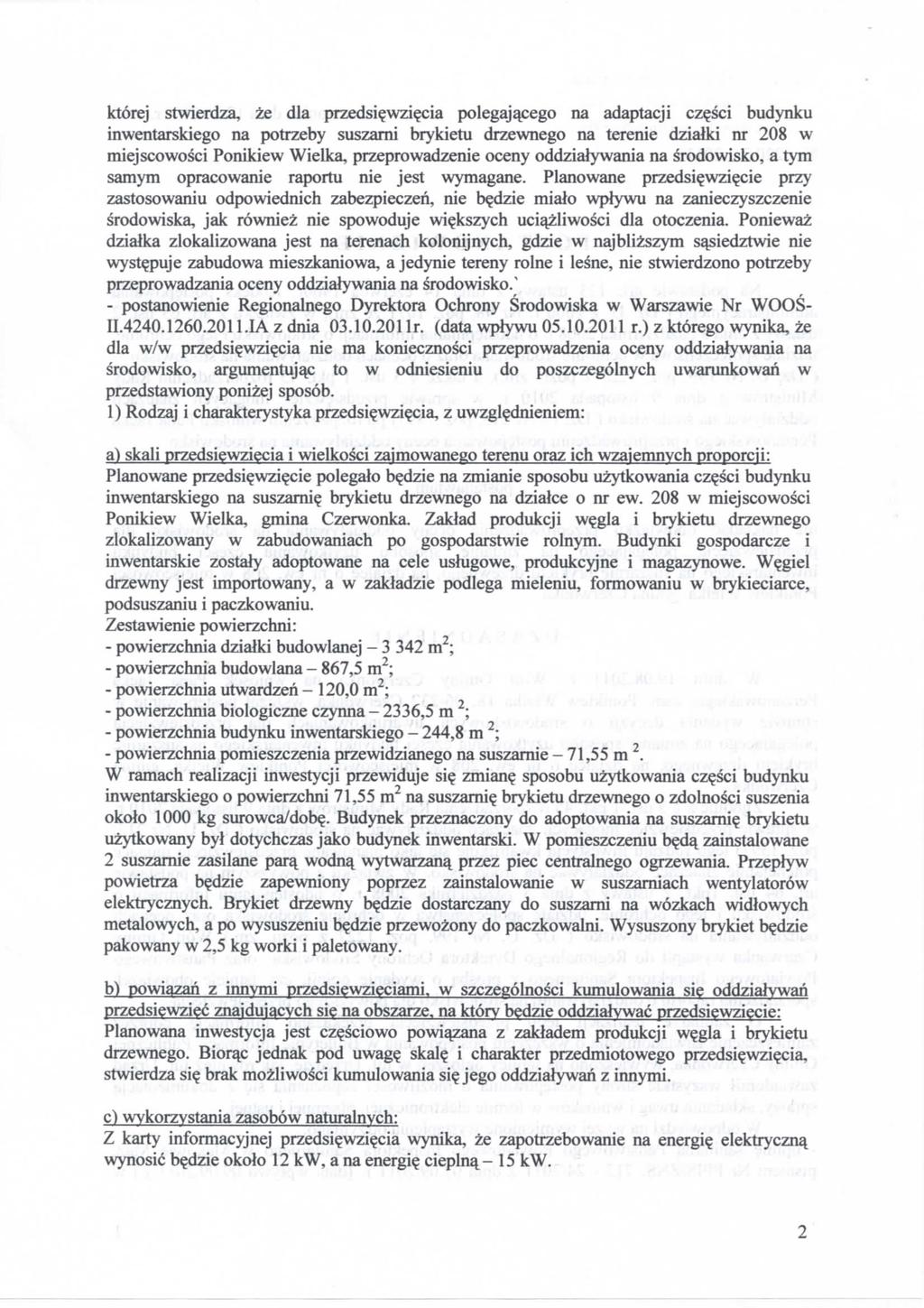 ktorej stwierdza, ze dla przedsi?wzi?cia polegajajcego na adaptacji cz?